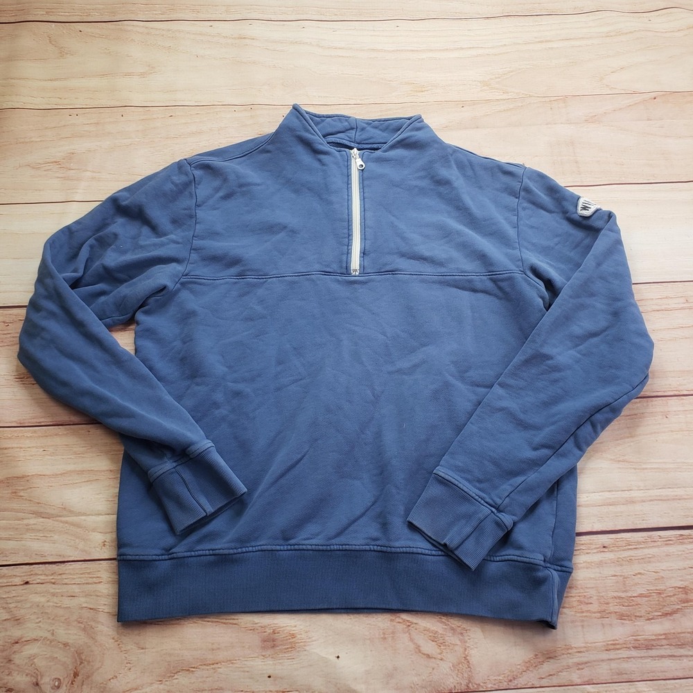 Willbo‎ Sweatshirt Mens Small Blue 1/4 Zip Pullover Heavyweight Embroidered